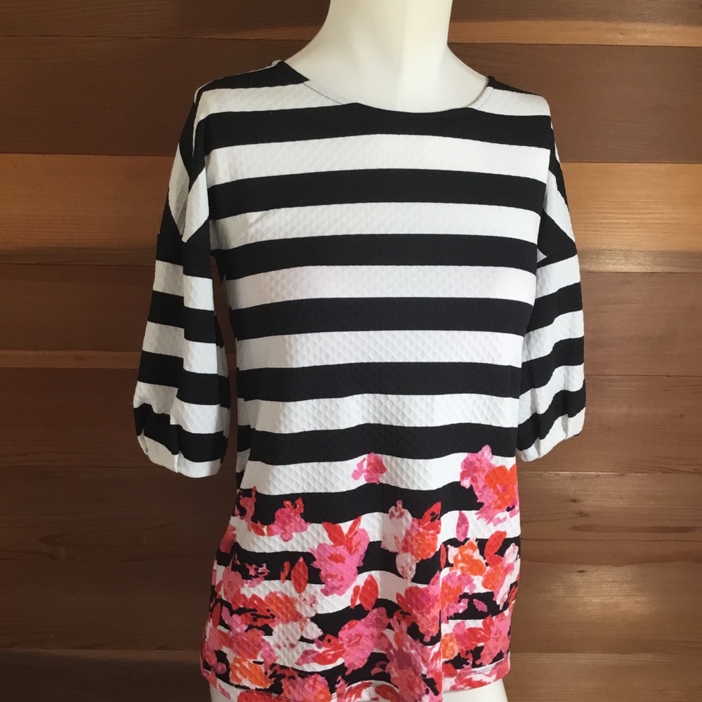 Anthropologie Postmark Striped floral tunic